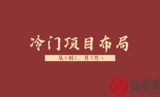 冷门项目布局从0到1，月3万＋【89】